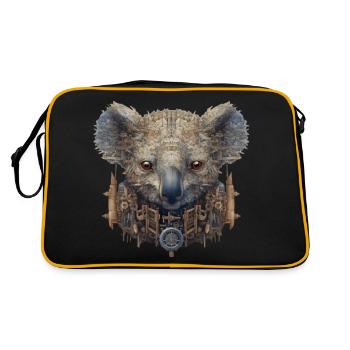 Koala Kopf - Retro Tasche - Schwarz/Gold - Hinten