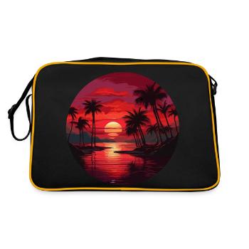 Un magnifique couché de soleil avec des cocotiers - Sac Retro - noir/or - Dos