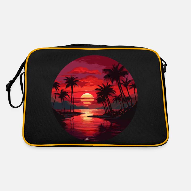 A beautiful sunset with coconut trees Retro Bag