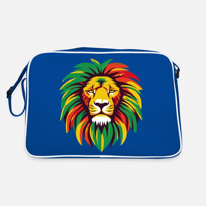 Ein Löwe mit Rasta-Farben Retro Tasche