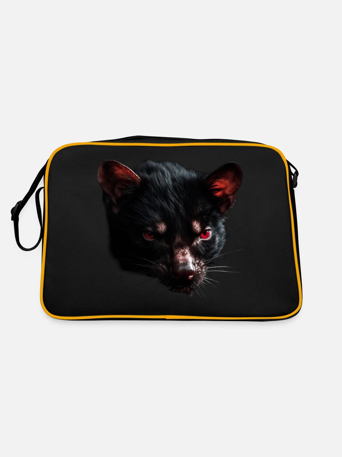 Tasmanian devil head - Retro Bag - black/gold - Back
