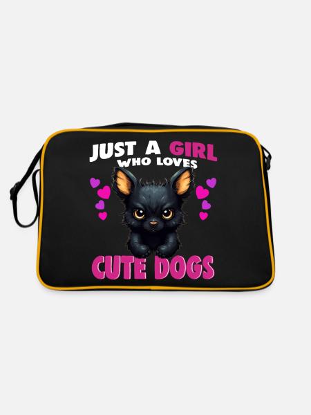Just a Girl who Loves Cute Dogs - Retro Bag - black/gold - Back