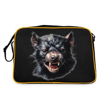 Drohender Tasmanischer Teufel - Retro Tasche - Schwarz/Gold - Hinten