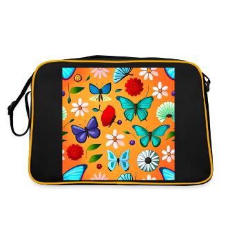 Butterflies and Flowers Pattern - Retro Bag - black/gold - Back
