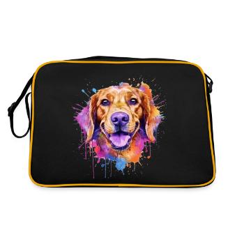 Ein farbenfroher Hund im Watercolor Style - Retro Tasche - Schwarz/Gold - Hinten