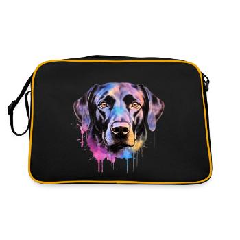 Ein farbenfroher Labrador im Watercolor Style - Retro Tasche - Schwarz/Gold - Hinten
