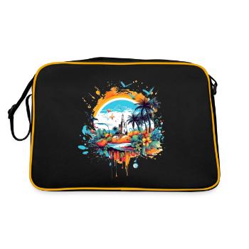 Sommerliches Design - Retro Tasche - Schwarz/Gold - Hinten