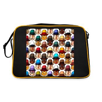 Face In Hat Pattern - Retro Bag - black/gold - Back