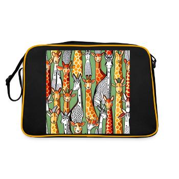 Happy Giraffe Pattern - Retro Bag - black/gold - Back