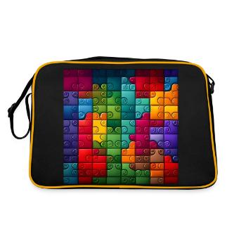 Colorful Rainbow Jigsaw Puzzle Pattern - Retro Bag - black/gold - Back