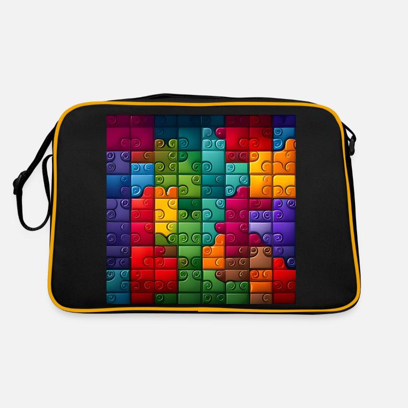 Colorful Rainbow Jigsaw Puzzle Pattern Retro Bag