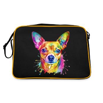 Ein farbenfroher Chihuahua - Retro Tasche - Schwarz/Gold - Hinten