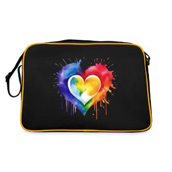 Ein Herz in verschiedenen Farben - Retro Tasche - Schwarz/Gold - Hinten