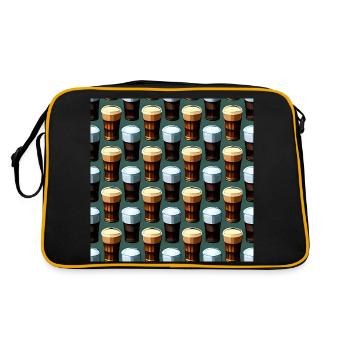 Beer Tankards Pattern - Retro Bag - black/gold - Back
