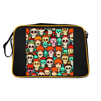 Colorful Skulls Patern - Retro Bag - black/gold - Back