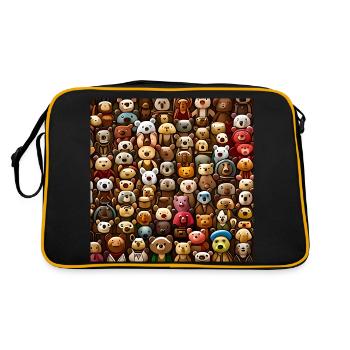 Cuddly Teddy Bears Pattern - Retro Bag - black/gold - Back