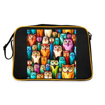 Cute Owls Pattern - Retro Bag - black/gold - Back