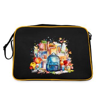 Aquarelle cartable et illustrations de livres - Sac Retro - noir/or - Dos