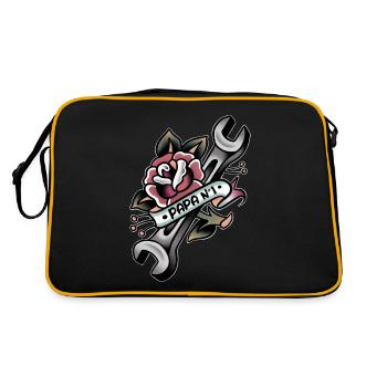 Handwerker der alten Schule Papa Nummer 1 - Retro Tasche - Schwarz/Gold - Hinten