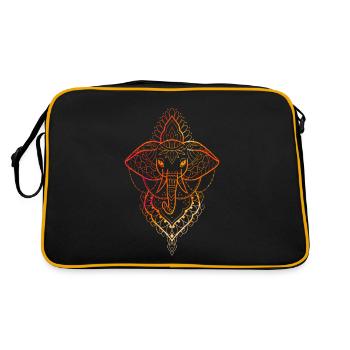 Ganesh symmetrical design line art colorful - Retro Bag - black/gold - Back