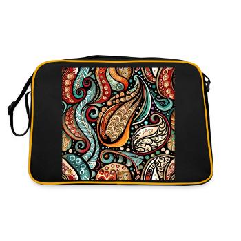 Zentangle Paisley Pattern - Sac Retro - noir/or - Dos