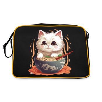 A bowl of ramen with a guest: a kawai cat - Retro Bag - black/gold - Back