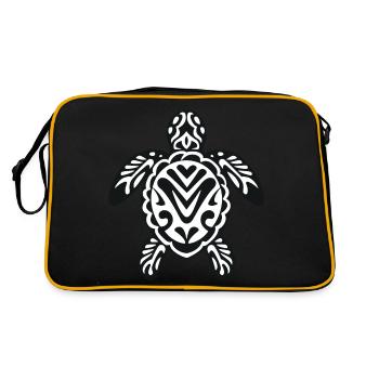 Eine Meeresschildkröte in Schwarz-Weiß - Retro Tasche - Schwarz/Gold - Hinten