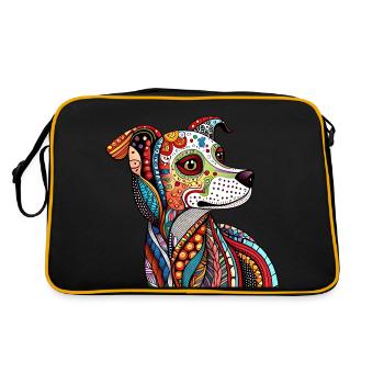 Zentangle Dog - Retro Bag - black/gold - Back