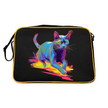 Colorful Cat Neon - Retro Bag - black/gold - Back