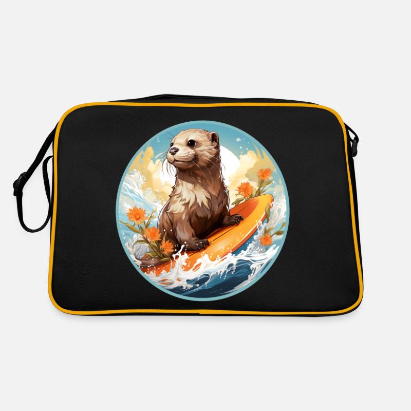 Otter auf Surfboard Retro Tasche