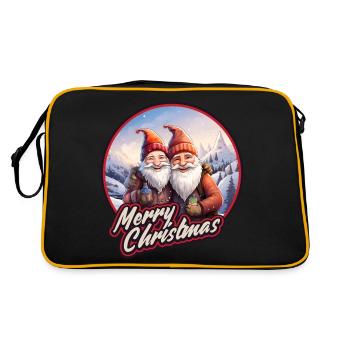 Bier Gnome Zwerge Wichtel Weihnachtsmann - Retro Tasche - Schwarz/Gold - Hinten