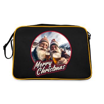 Bier Gnome Zwerge Wichtel Weihnachtsmann - Retro Tasche - Schwarz/Gold - Hinten