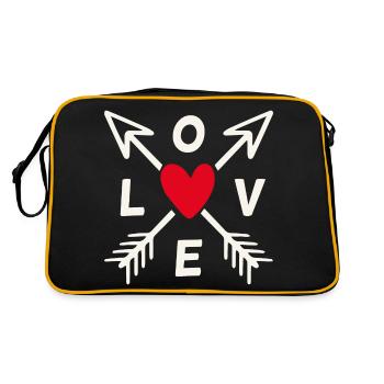 Love with arrows and red heart - Retro Bag - black/gold - Back