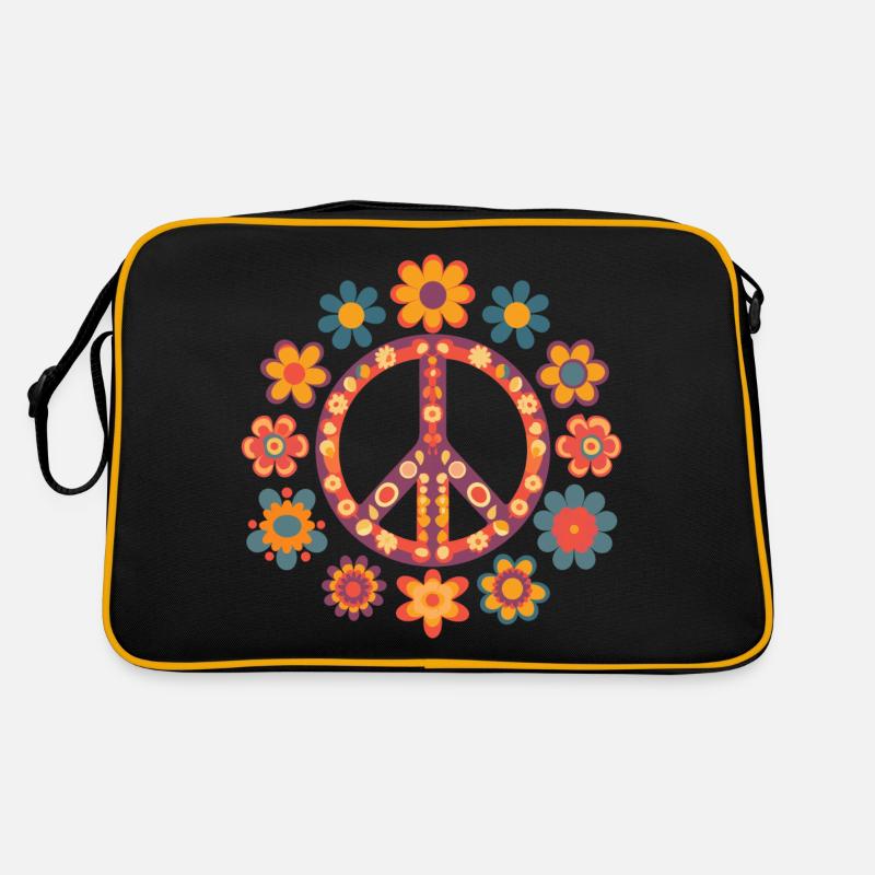 Logo Peace and Love avec des couleurs vintage Sac Retro