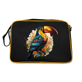 Toucan retro style - Retro Tasche - Schwarz/Gold - Hinten