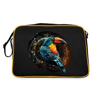 Toucan in Space - Retro Tasche - Schwarz/Gold - Hinten