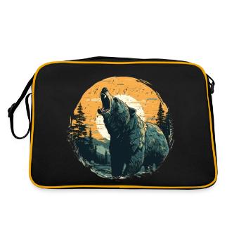 Grizzly dans un style rétro coucher de soleil - Sac Retro - noir/or - Dos