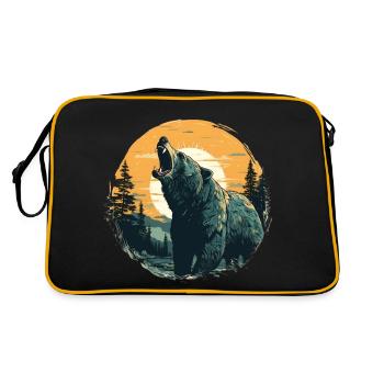 Grizzly au coucher du soleil - Sac Retro - noir/or - Dos