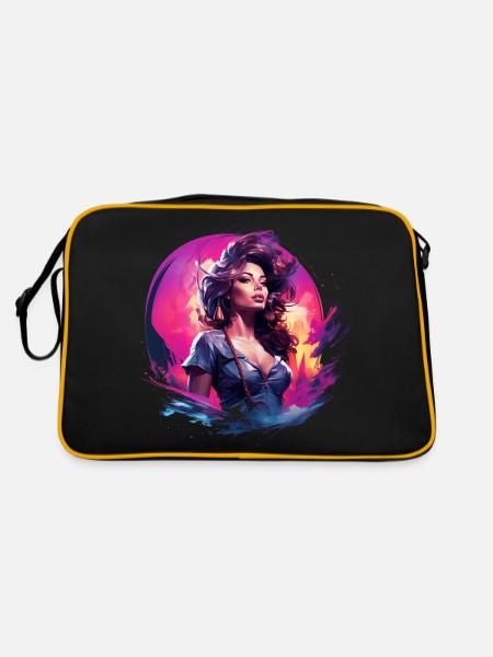 Belle femme au bord de la mer en style pin-up - Sac Retro - noir/or - Dos
