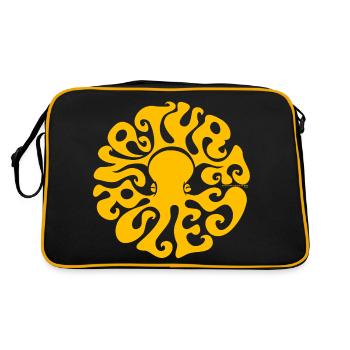 NATURE RULES! psychedelic octopus sixties gelb - Retro Tasche - Schwarz/Gold - Hinten
