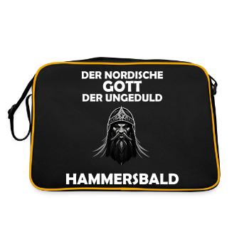 Wikinger Hammersbald Nordische Mythologie Ungeduld - Retro Tasche - Schwarz/Gold - Hinten