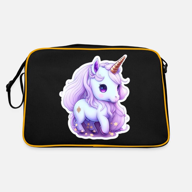 Mignon bébé licorne - Sac Retro - noir/or