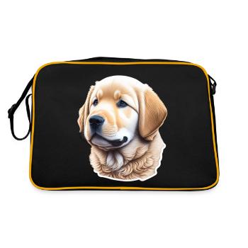 Cute Golden Retriever puppy - Retro Bag - black/gold - Back