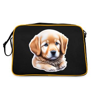 Cute cute golden retriever puppy - Retro Bag - black/gold - Back