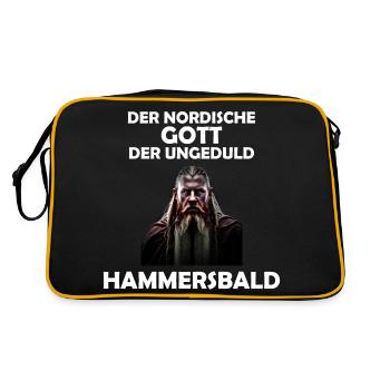 Wikinger Hammersbald Nordische Mythologie Ungeduld - Retro Tasche - Schwarz/Gold - Hinten