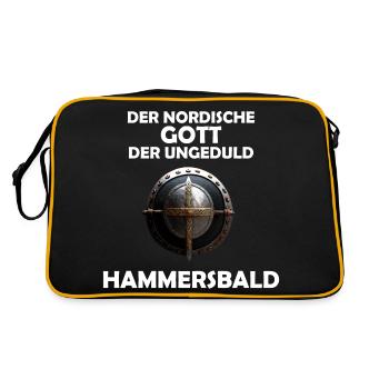 Wikinger Hammersbald Nordische Mythologie Ungeduld - Retro Tasche - Schwarz/Gold - Hinten