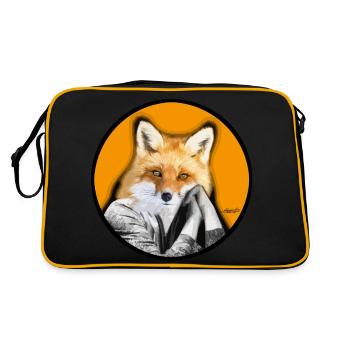 Vixen Fox Student Clever Animal Face - Retro Bag - black/gold - Back