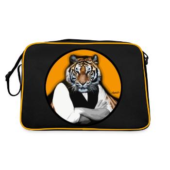 Tiger Chef*in Tier Gesicht Zuhörer orange Zirkus - Retro Bag - black/gold - Back