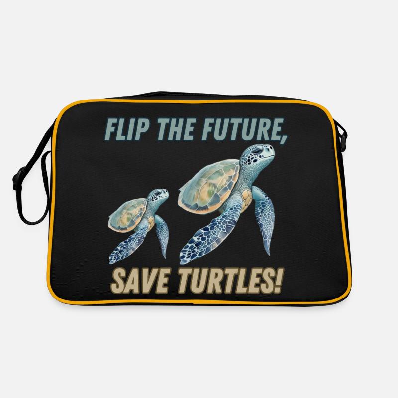 flip the future, save turtles! - Retro Bag - black/gold
