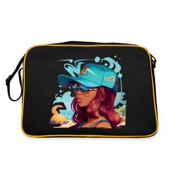 Femme aux cheveux roux - Sac Retro - noir/or - Dos
